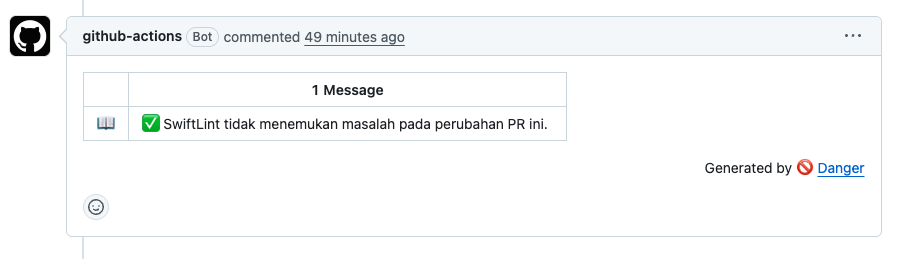 Automated bot comment on the pull request reporting that the linter found no problems in the changed code